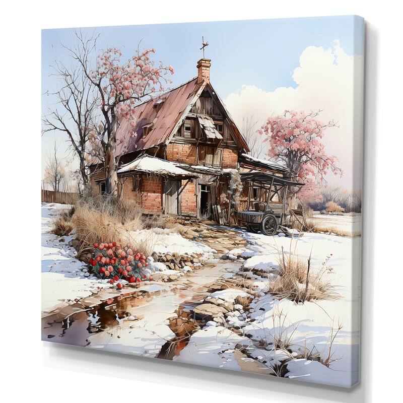 Designart "Barn Charm In Winter " Barn Wall Art Bed Bath & Beyond